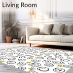 Cute Cartoon Faces Yellow Star Rug