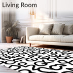 Black White Abstract Typographic Collage Rug