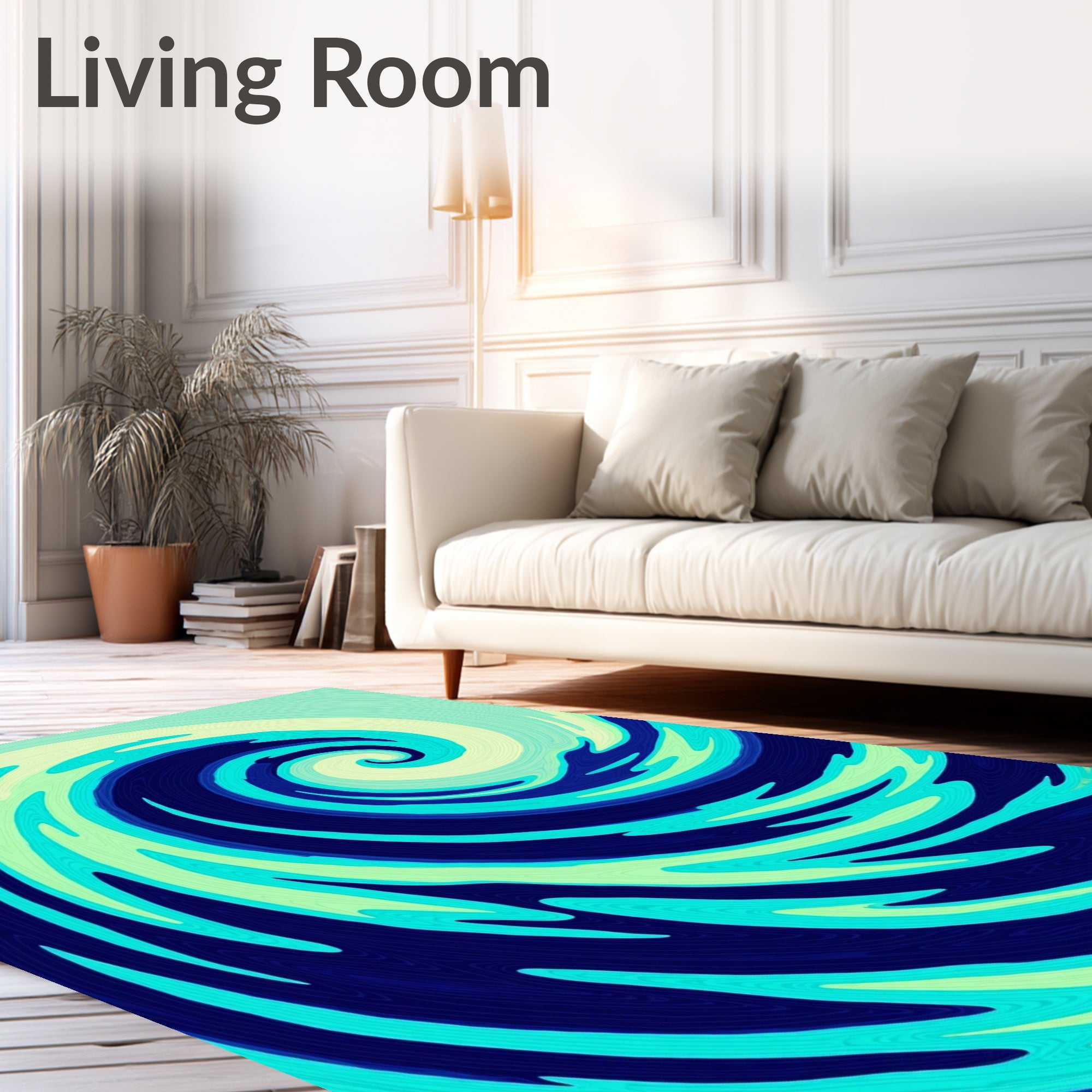 Ocean Swirl Turquoise Abstract Wave Rug