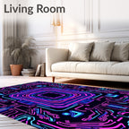 Cyberpunk Neon Circuit Board Rug