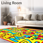 Red Blue Yellow Alphabet Animals Rug