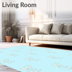 Light Blue Delicate Script Repeat Rug
