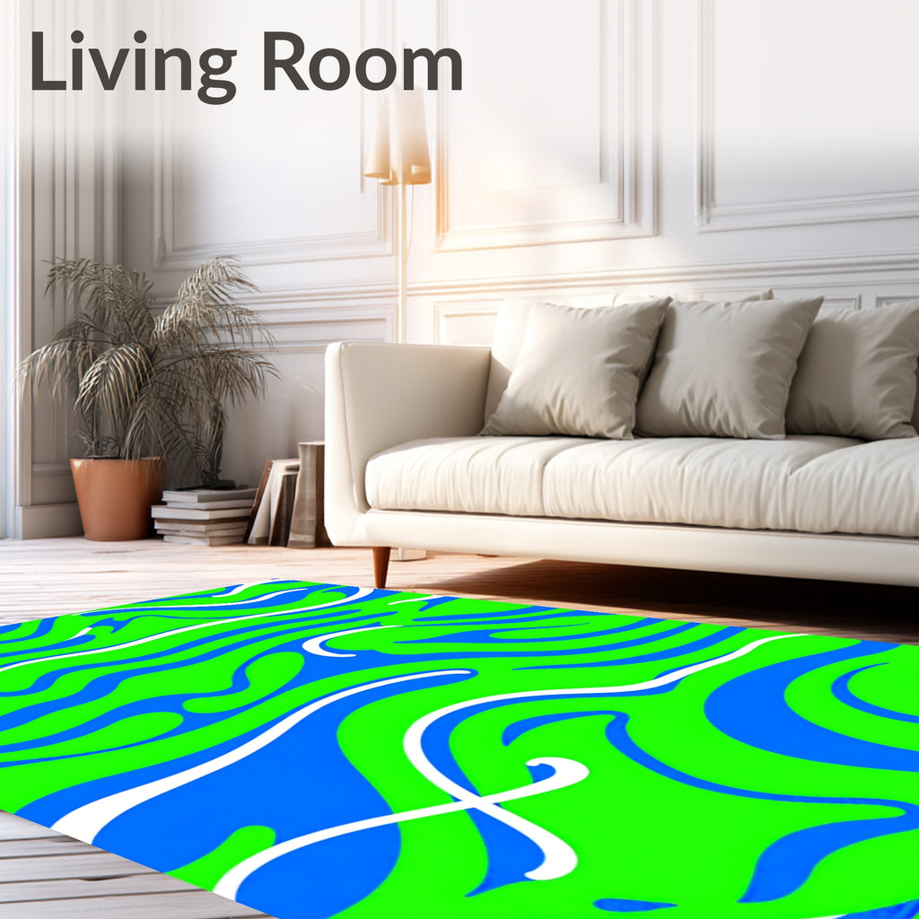 Vibrant Blue Green Swirl Rug