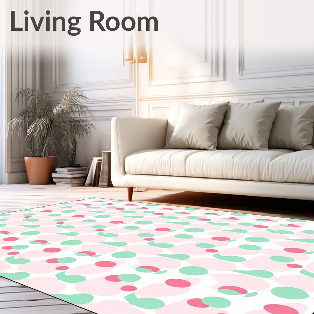Pastel Pink Mint Droplet Circles Rug