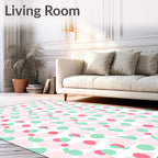 Pastel Pink Mint Droplet Circles Rug