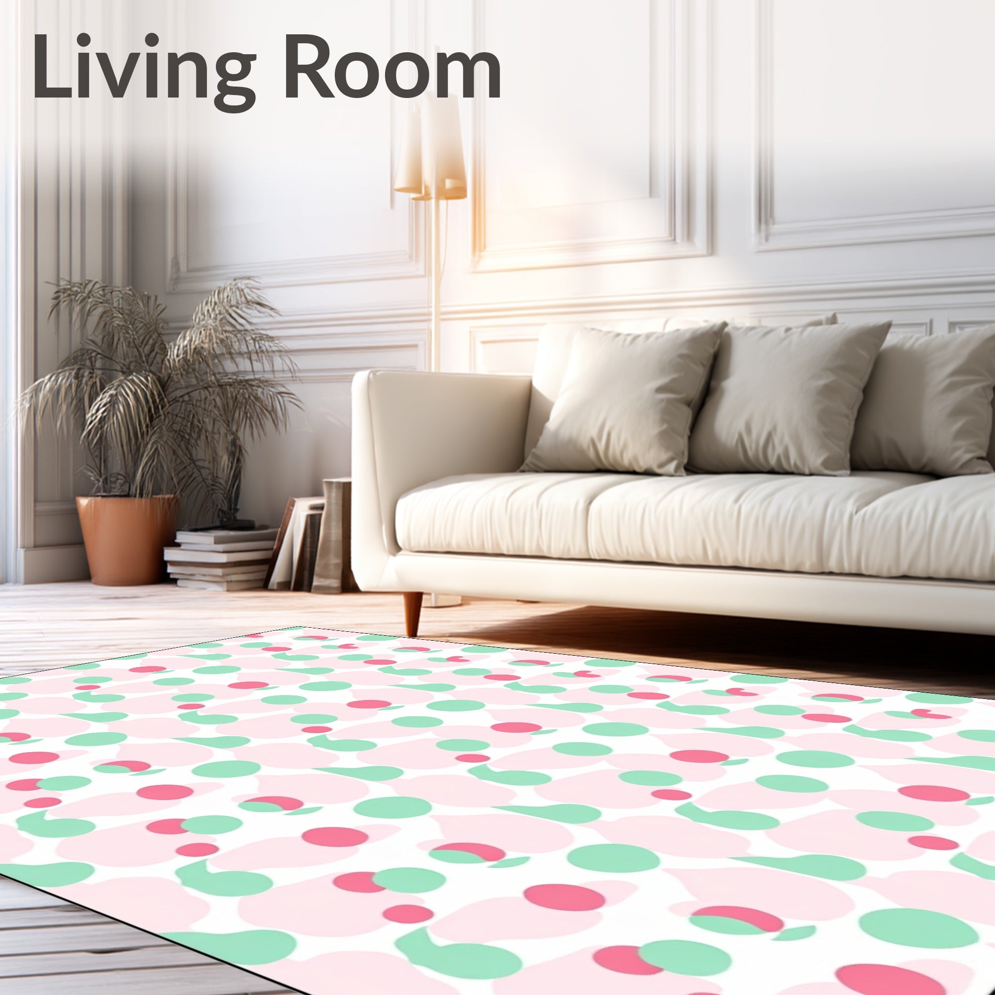 Pastel Pink Mint Droplet Circles Rug
