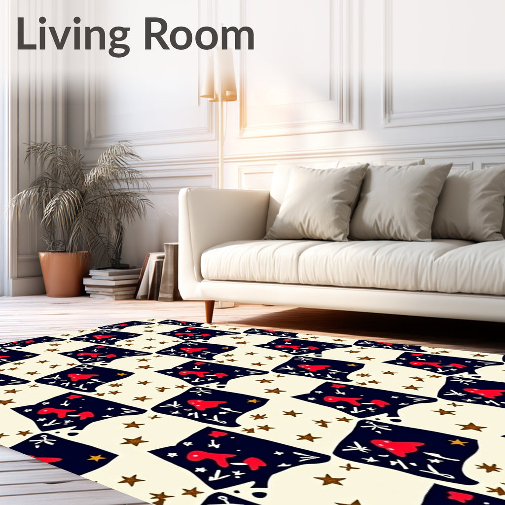 Cosmic Red Mushroom Starry Night Patch Rug