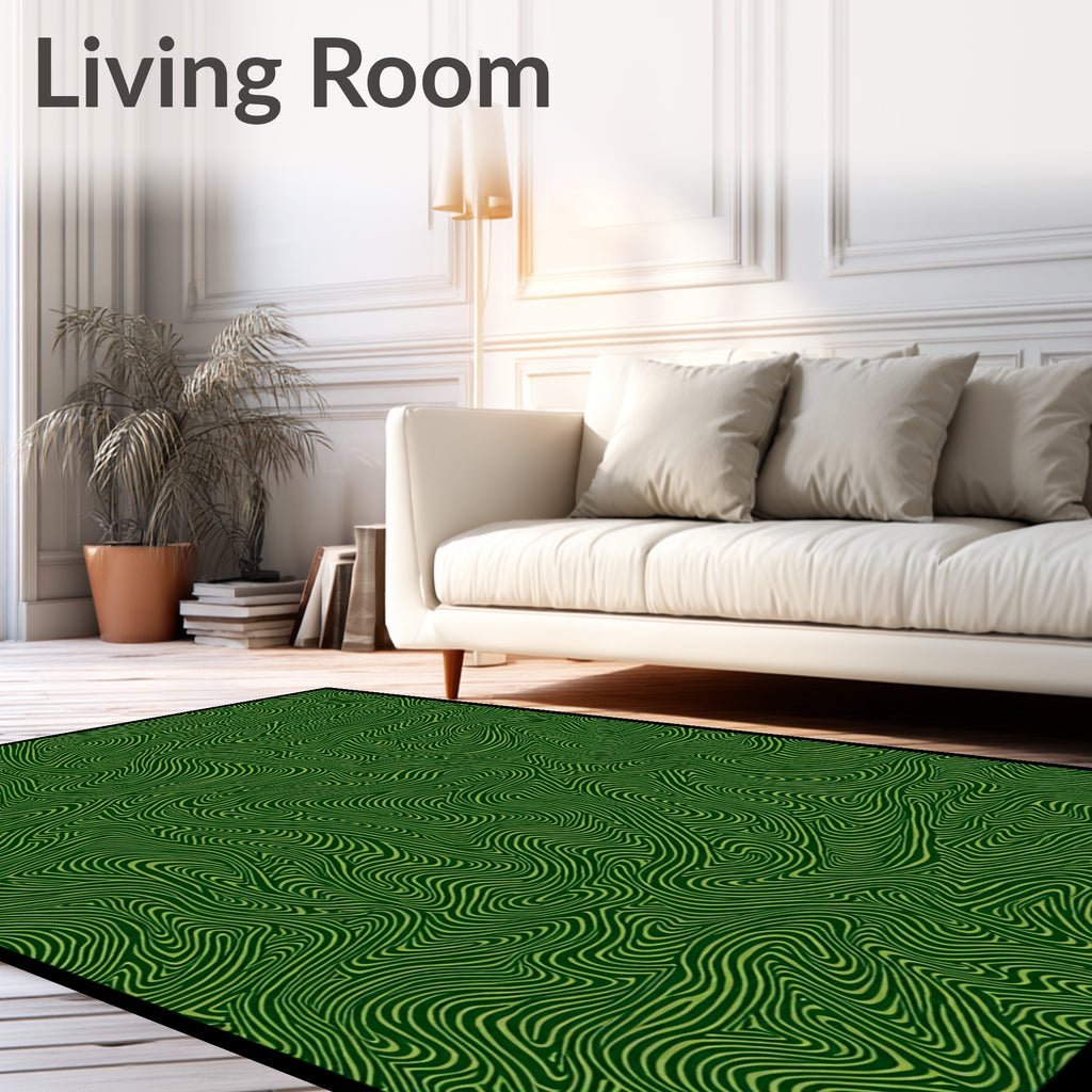 Emerald Green Swirling Stripe Rug