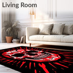 Crimson Skull Sunburst Rug