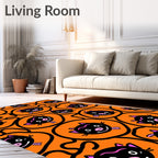 Playful Black Orange Pig Face Medallion Rug