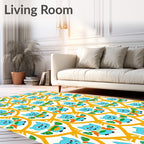 Charming Teal Owl Geometric Honeycomb Rug