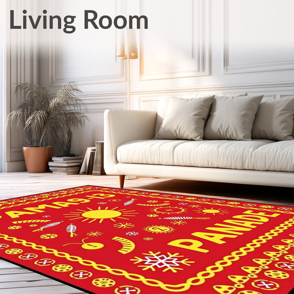 Bright Yellow Sun Celestial Motif Rug