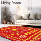 Bright Yellow Sun Celestial Motif Rug