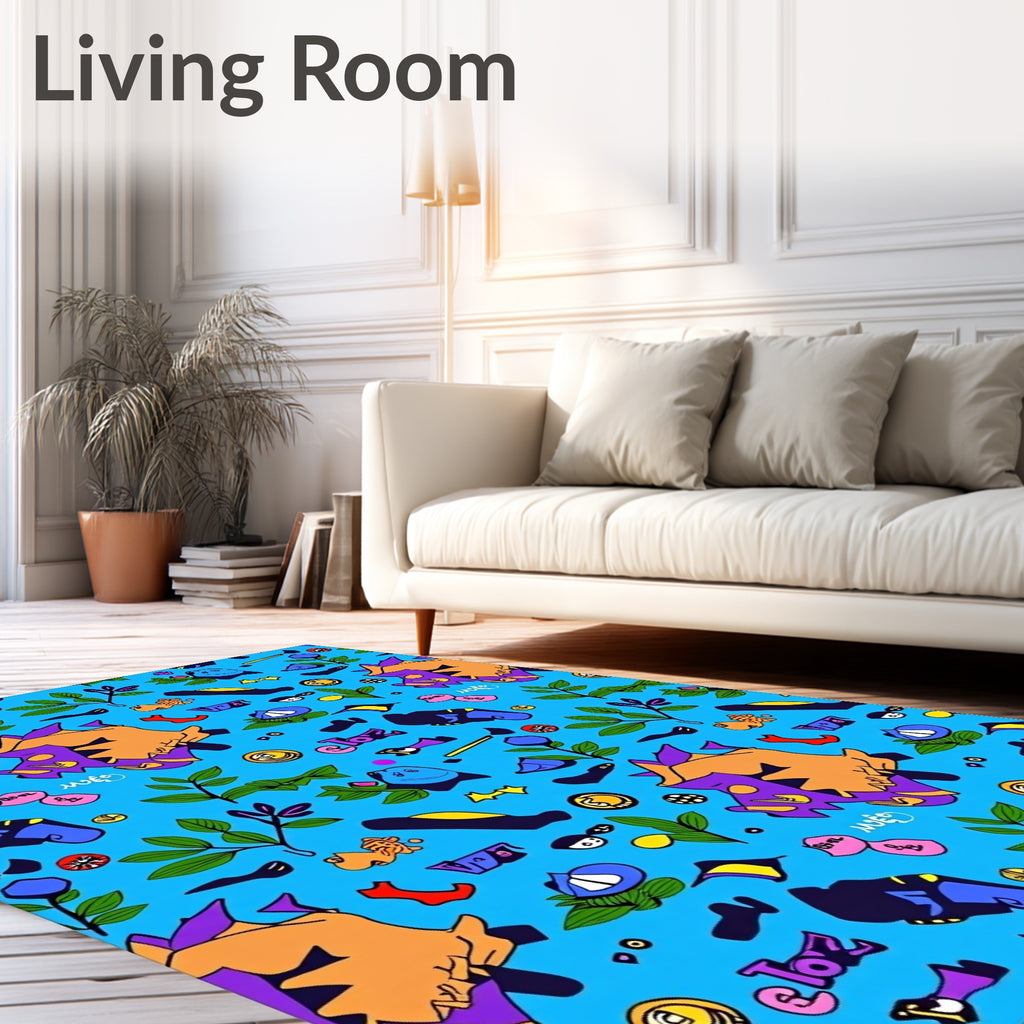 Abstract Faces And Foliage Rug