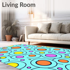 Retro Teal Bubbles Orange Purple Yellow Rug