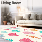Seashell Coral Aqua Pink Orange Rug