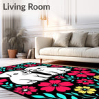 Cute Puppies Floral Garden Rug