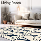 Nautical Alphabet Navy Ivory Waves Rug