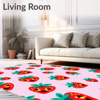 Whimsical Strawberry Patch Pink Rug