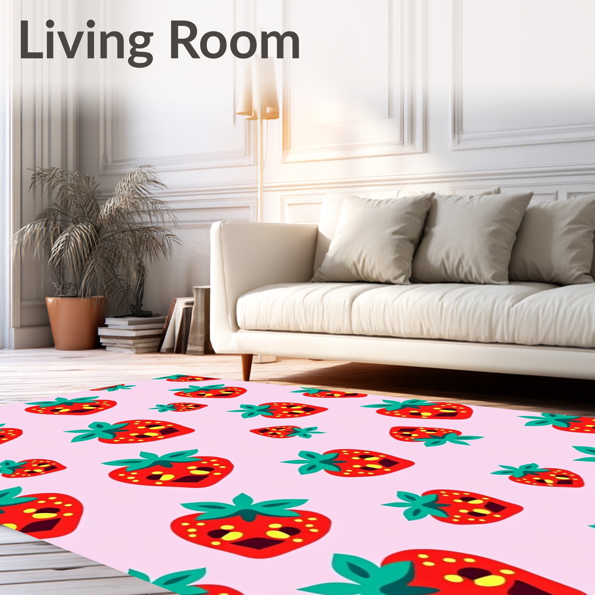 Whimsical Strawberry Patch Pink Rug