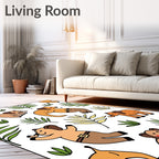 Playful Elephants With Tropical Leaves Rug