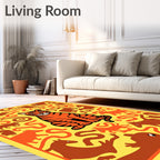 Orange Tiger Amidst Brown Creatures Rug