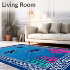 Deep Blue Ocean Turtle Sea Life Rug