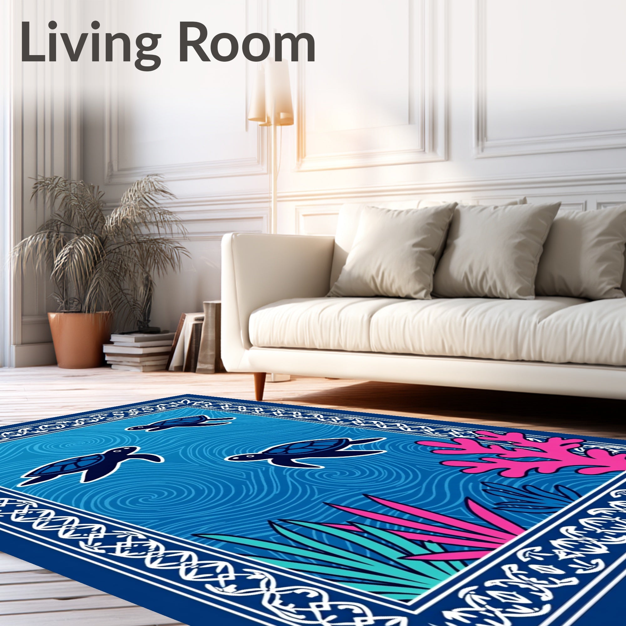 Deep Blue Ocean Turtle Sea Life Rug