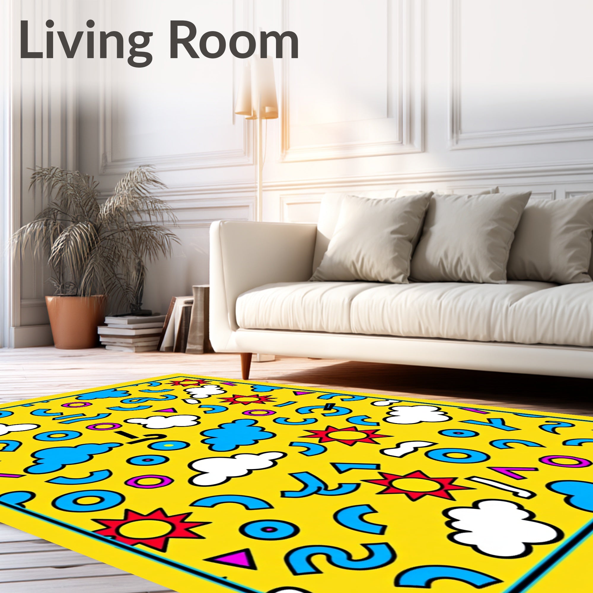 Playful Yellow Sky Sun Cloud Elements Rug