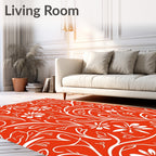 Red White Floral Vines Rug