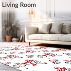 Red Blue Swirl Abstract Calligraphy Rug
