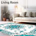 Teal Intricate Floral Star Medallion Rug