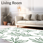 Dark Green Leafy Branch Overlay Rug