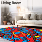 Red Blue Yellow Cars Collage Rug