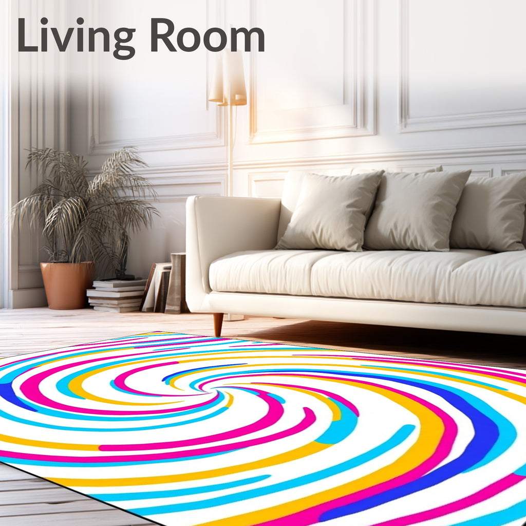 Vibrant Swirl Multi Stripe Rug
