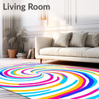 Vibrant Swirl Multi Stripe Rug