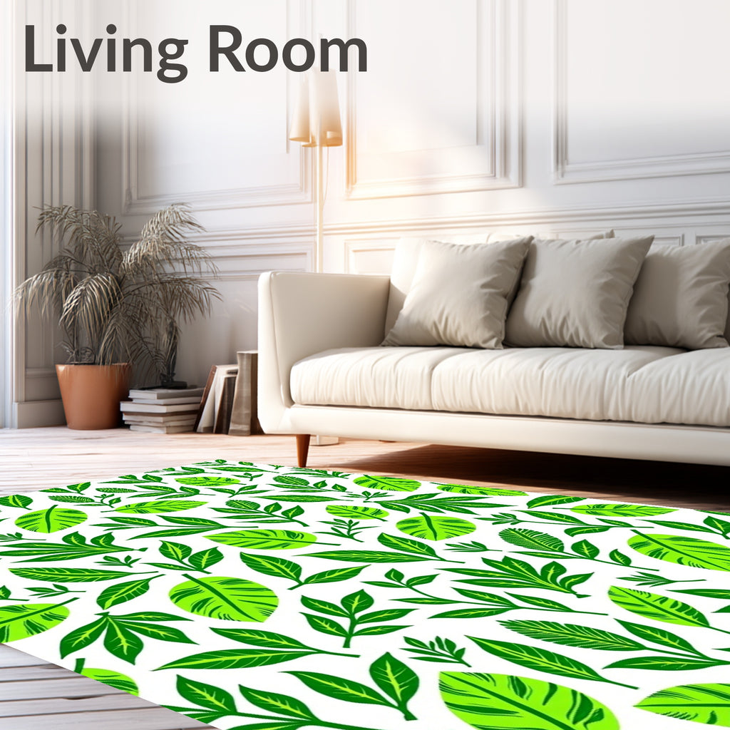 Vibrant Lime Green Leafy Branches Rug