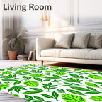 Vibrant Lime Green Leafy Branches Rug