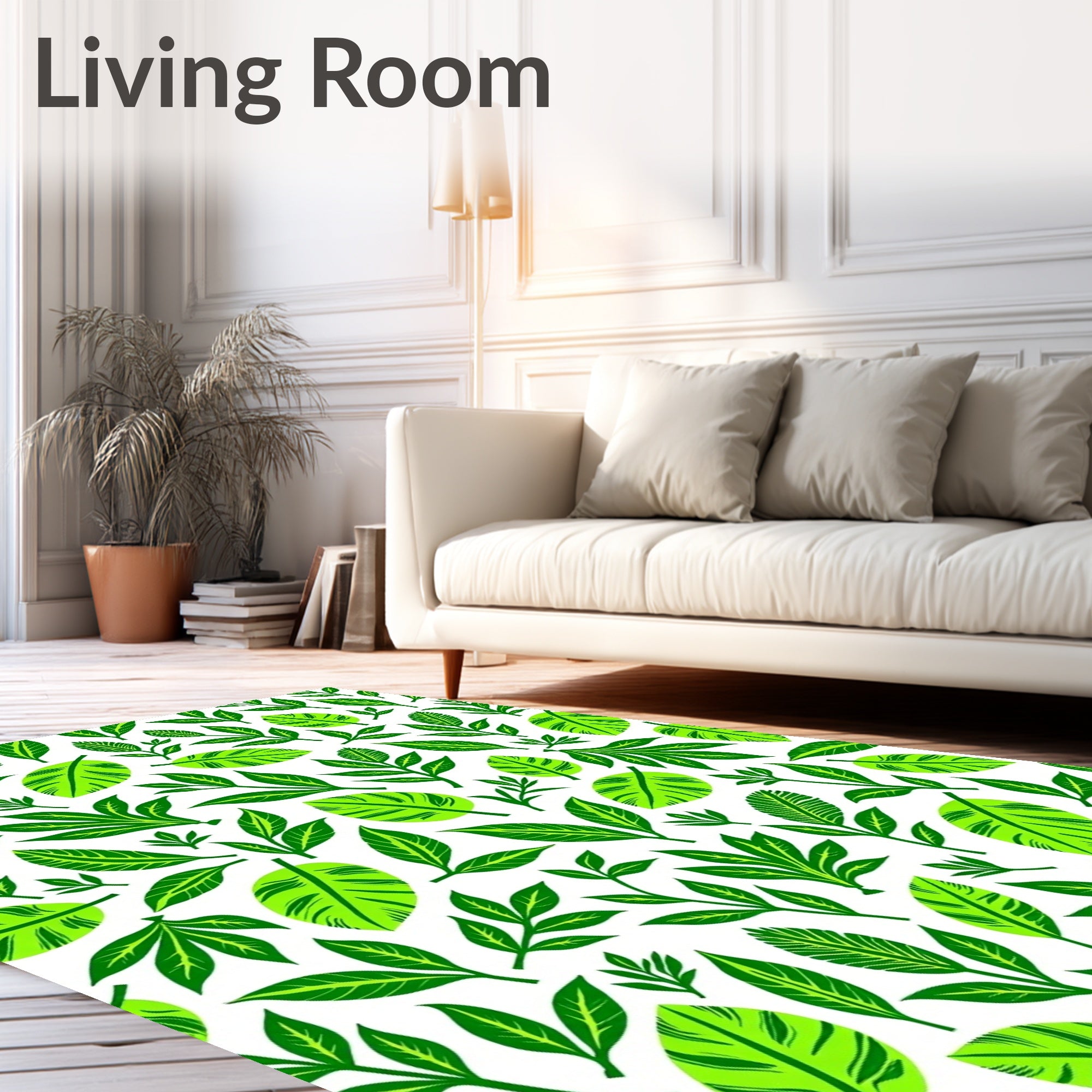 Vibrant Lime Green Leafy Branches Rug