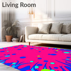 Vibrant Pink Teal Blue Circles Rug