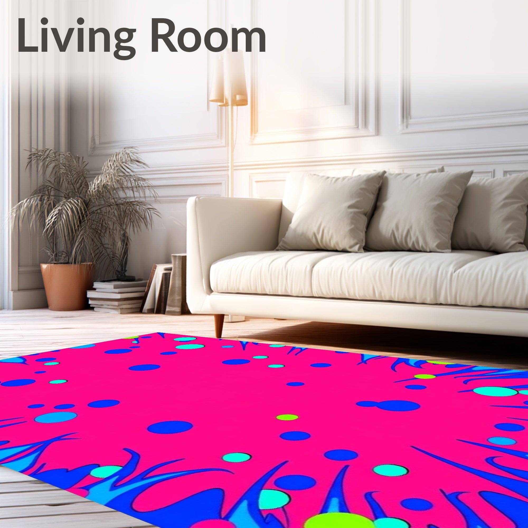 Vibrant Pink Teal Blue Circles Rug