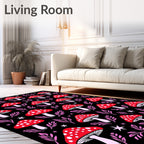 Red White Spotted Mushroom Foliage Rug
