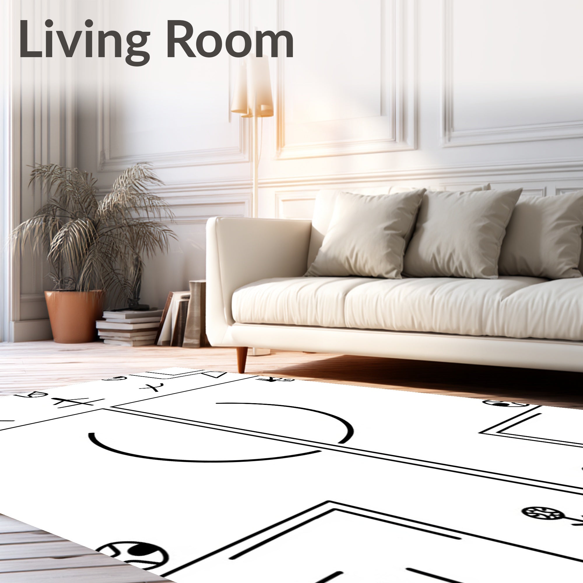 Minimalist Black White Abstract Iconography Rug