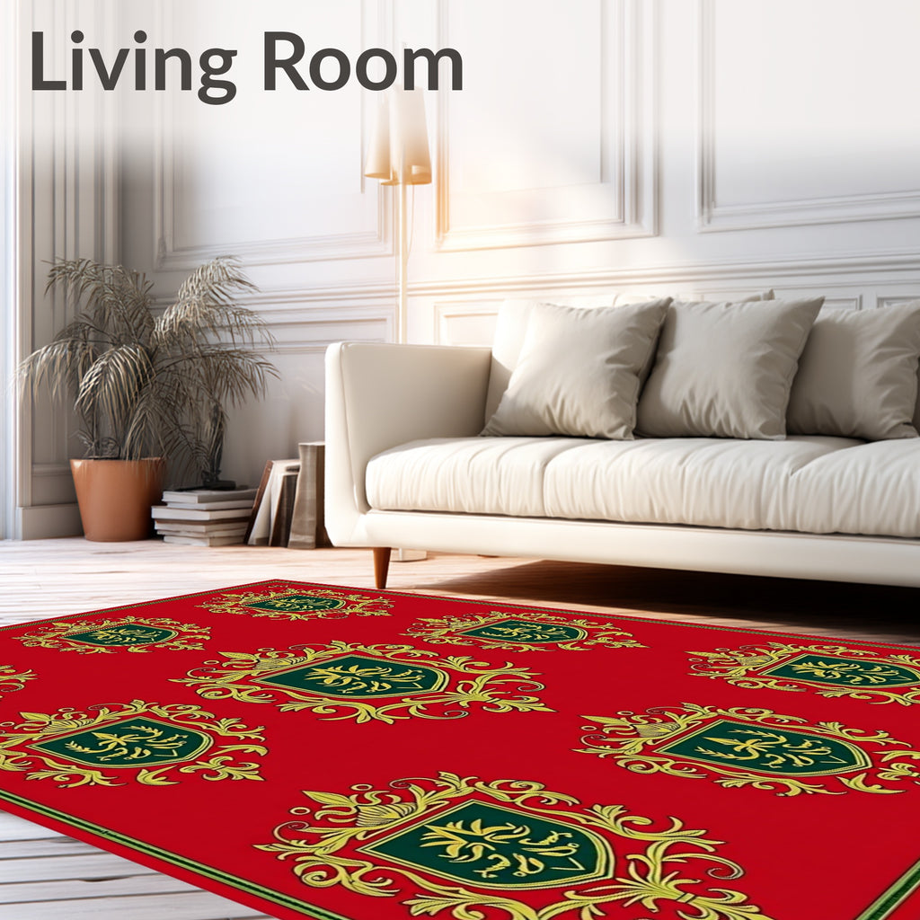 Regal Crest Crimson Gold Emblem Rug