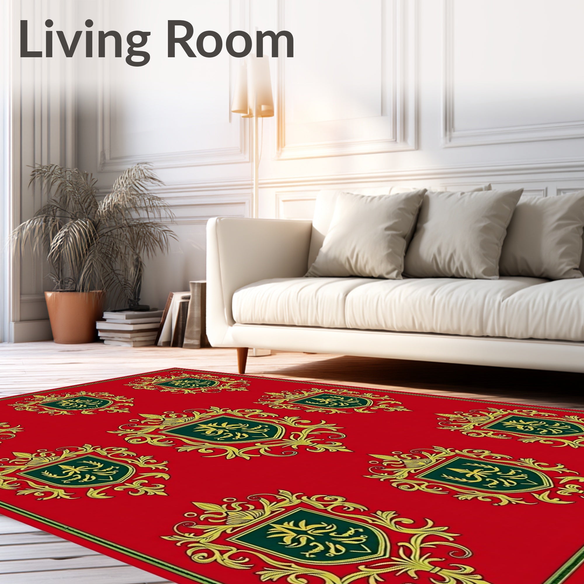 Regal Crest Crimson Gold Emblem Rug