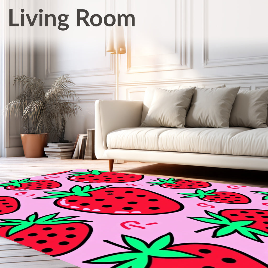 Whimsical Strawberry Patch Pink Rug