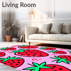 Whimsical Strawberry Patch Pink Rug
