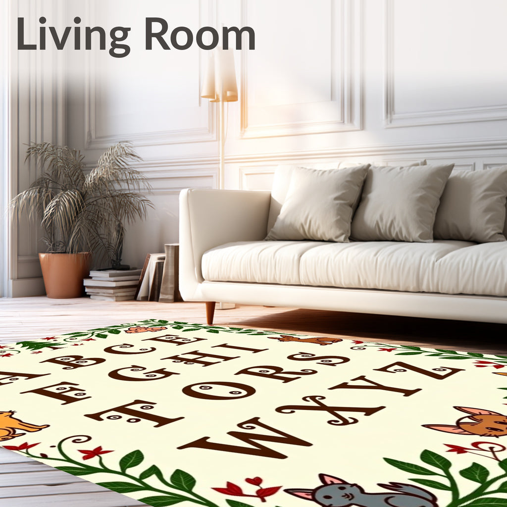 Whimsical Alphabet Border Animals Rug