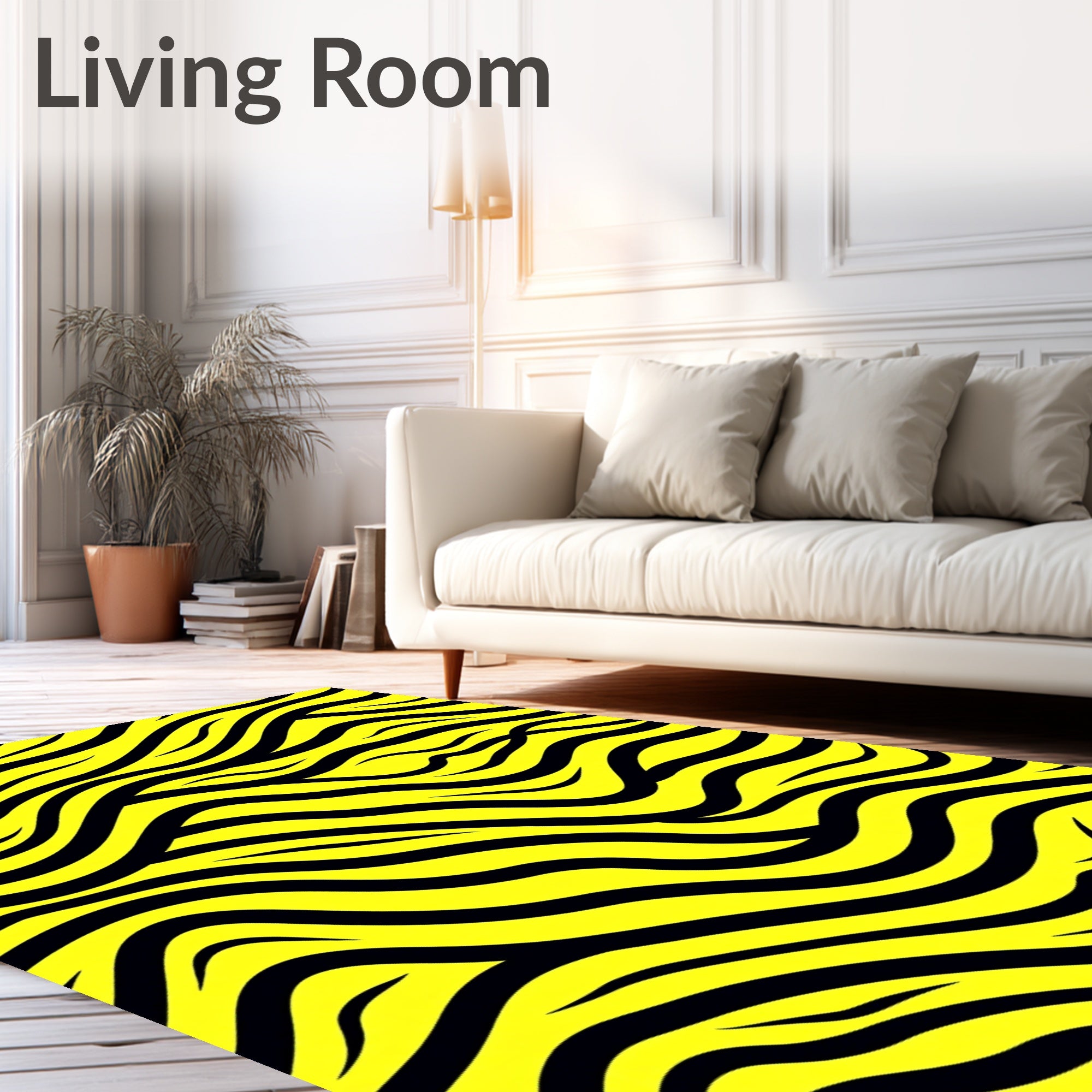Yellow Black Wild Stripes Rug