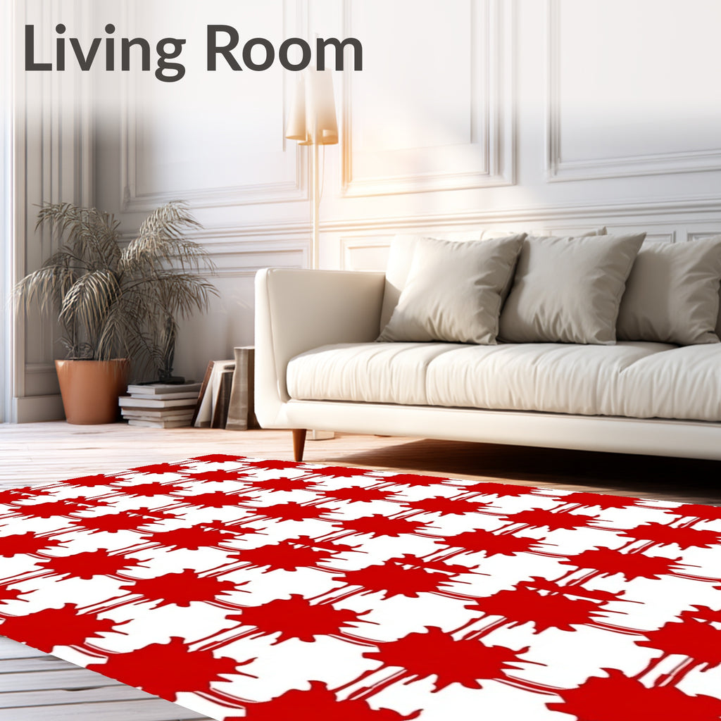 Crimson Plaid Splatter Rug